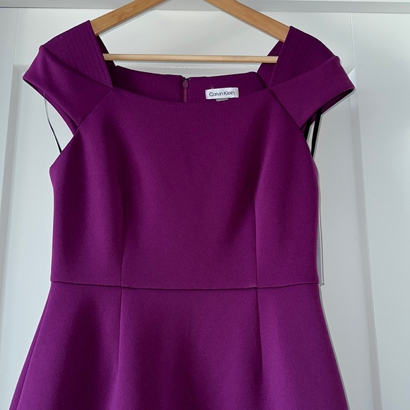 💐 NWT! Purple CALVIN KLEIN Cap Sleeve Sheath Dress - Size 10 - Picture 3 of 7
